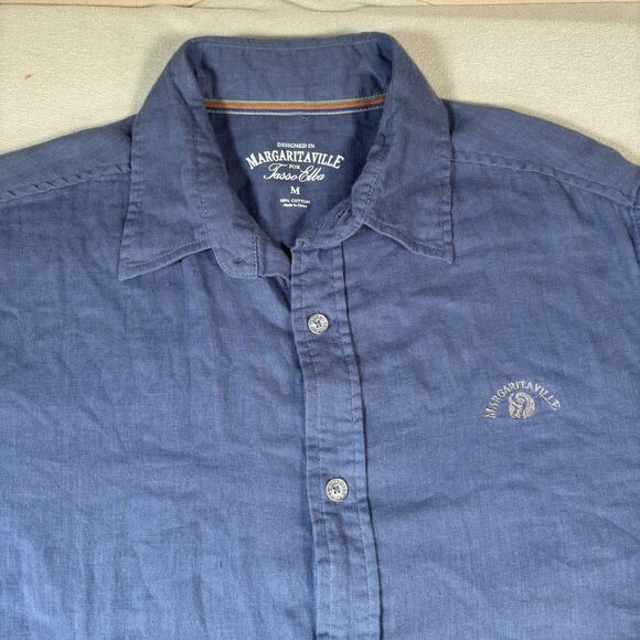 Jimmy Buffet Mens Margaritaville Hawaiian Shirt Mens M Blue Woven Hawai New - Picture 4 of 9